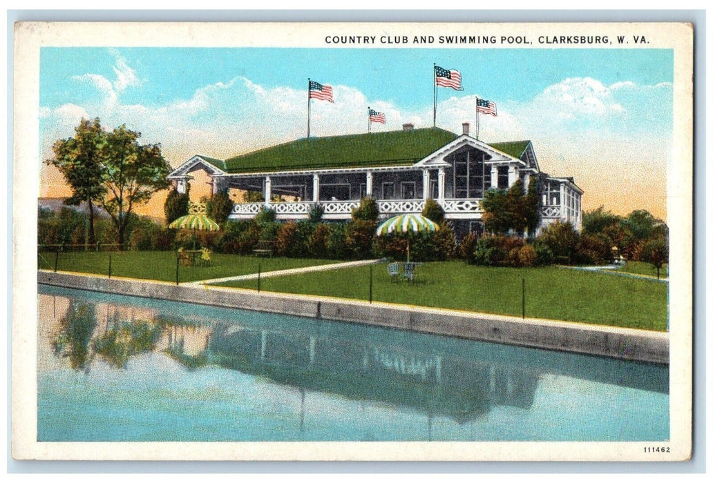 c1920 Country Club Swimming Pool Clarksburg West Virginia W VA Antique Postcard