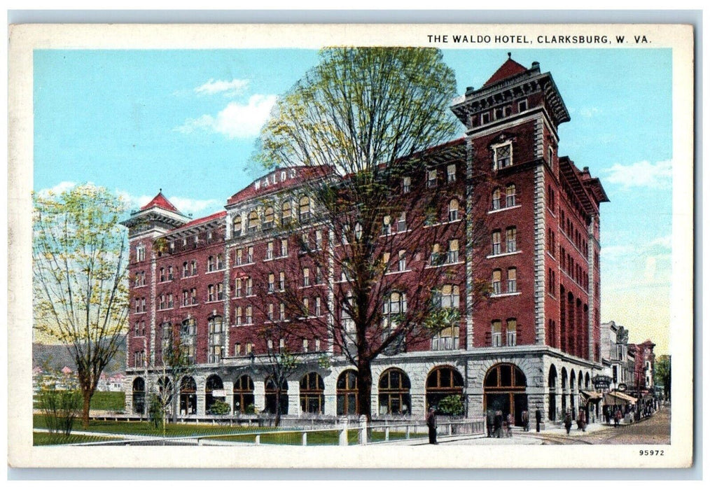 c1920 Exterior View Waldo Hotel Building Clarksburg West Virginia W VA Postcard