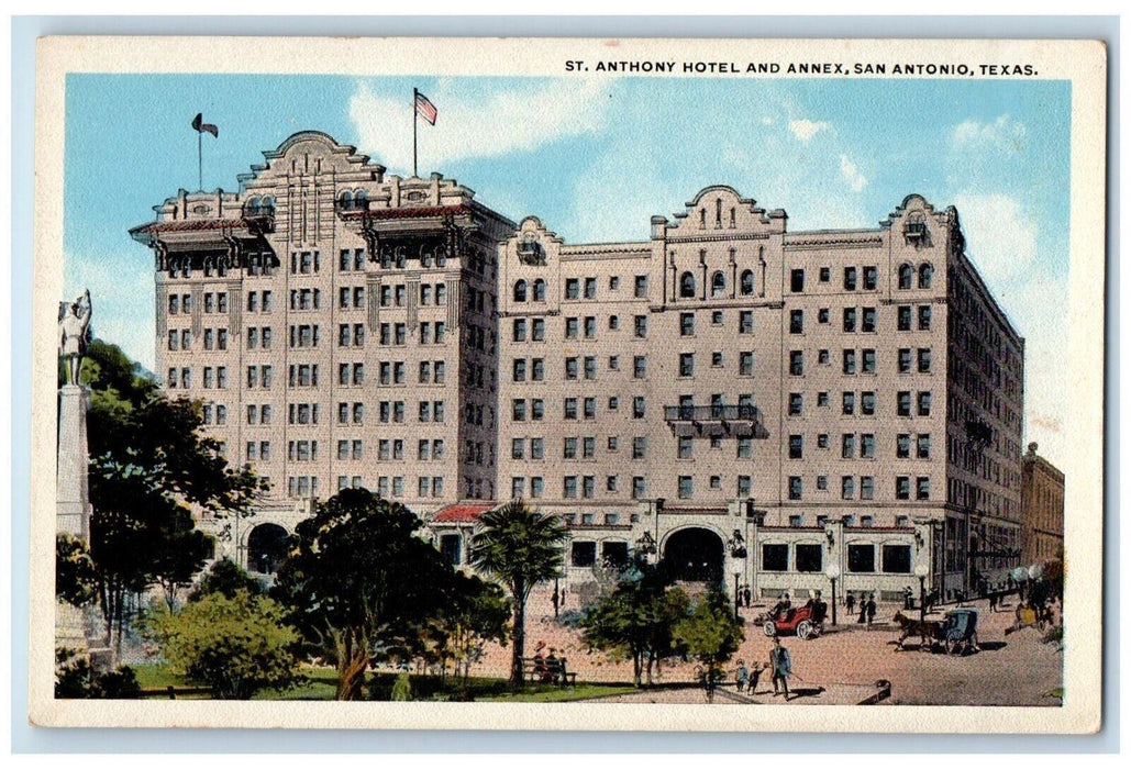 c1920's St. Anthony Hotel and Annex San Antonio Texas TX Antique Postcard