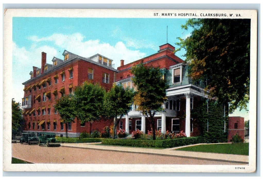 c1920 Roadside St Mary Hospital Clarksburg West Virginia W VA Vintage Postcard