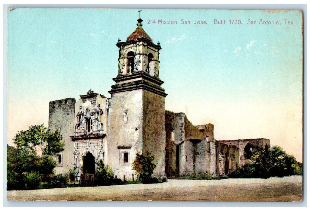 c1910 2nd Mission San Jose San Antonio Texas TX Antique Unposted Postcard