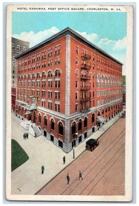 c1930 Hotel Kanawha Post Office Square Charleston West Virginia Vintage Postcard