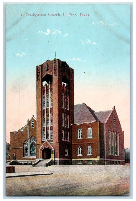 c1910 First Presbyterian Church El Paso Texas TX Antique Unposted Postcard