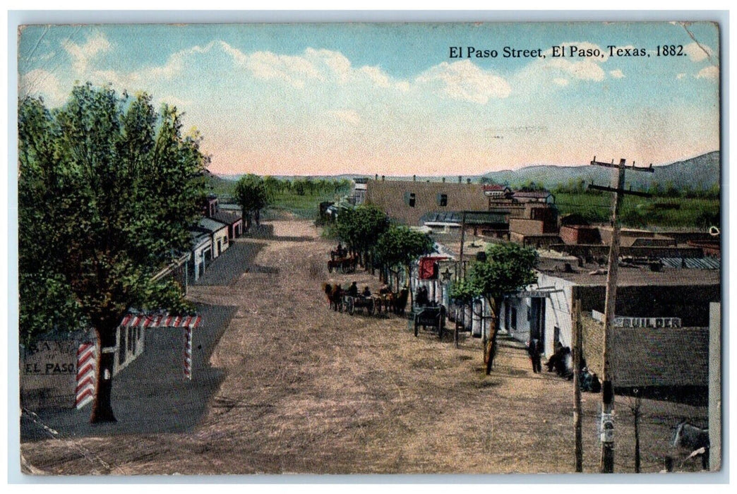 1916 Builder Business Section El Paso Street El Paso Texas TX Postcard