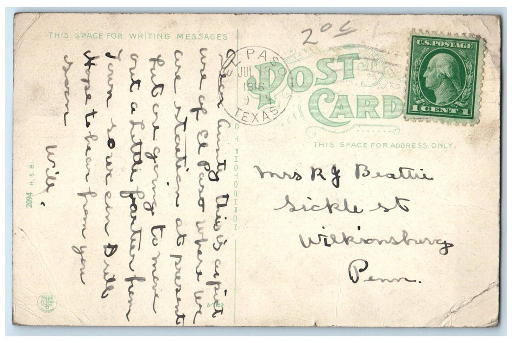 1916 Builder Business Section El Paso Street El Paso Texas TX Postcard