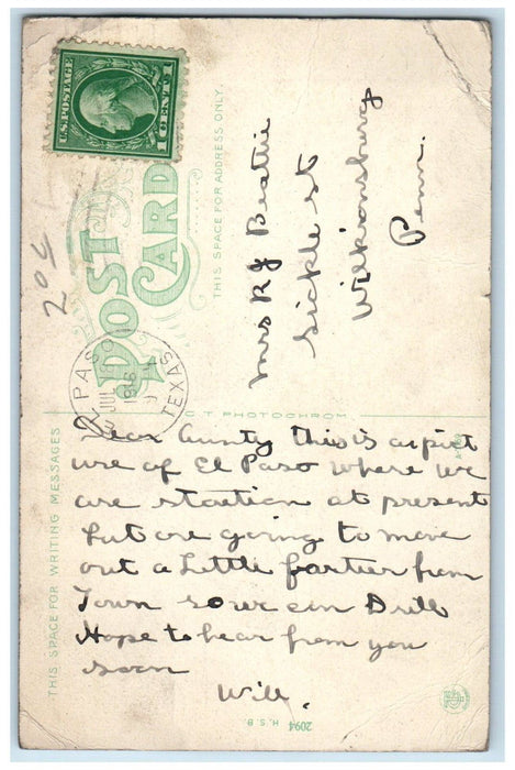 1916 Builder Business Section El Paso Street El Paso Texas TX Postcard
