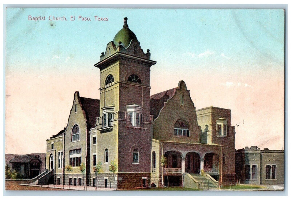 c1910 Baptist Church Building El Paso Texas TX Unposted Antique Postcard