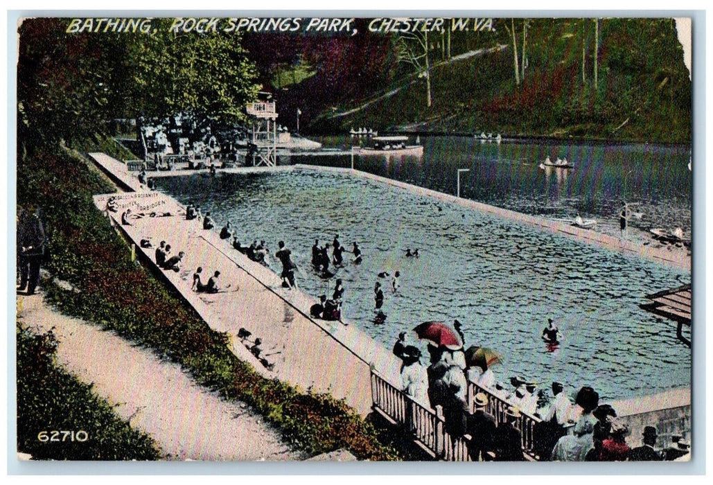 1910 Bathing Rock Springs Park Chester West Virginia Antique Vintage Postcard