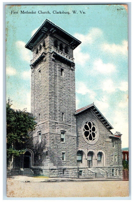 c1910 First Methodist Church Clarksburg West Virginia W VA Vintage Postcard