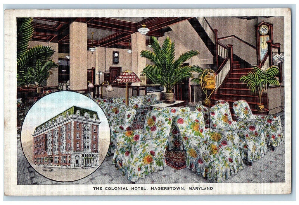c1940 Colonial Hotel Multi-View Hagerstown Maryland MD Vintage Antique Postcard