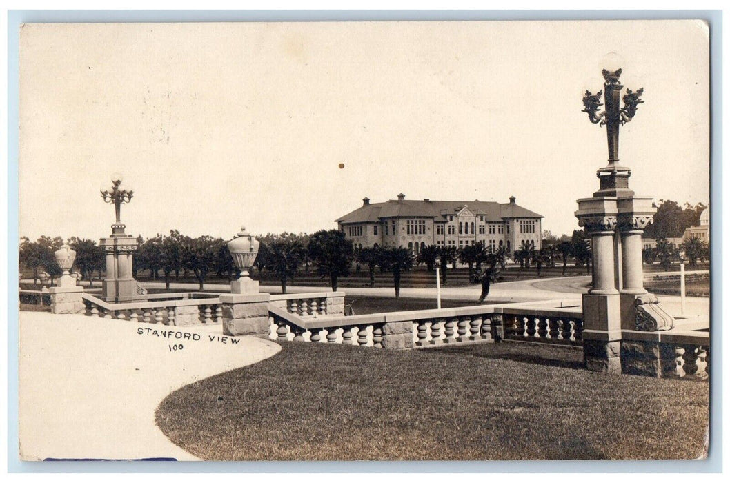1914 University Campus View Stairs Stanford California CA RPPC Photo Postcard