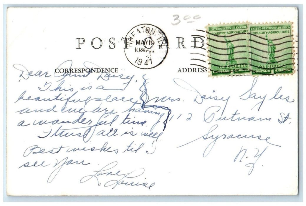 1941 Wheaton College Campus View Wheaton Illinois IL RPPC Photo Postcard