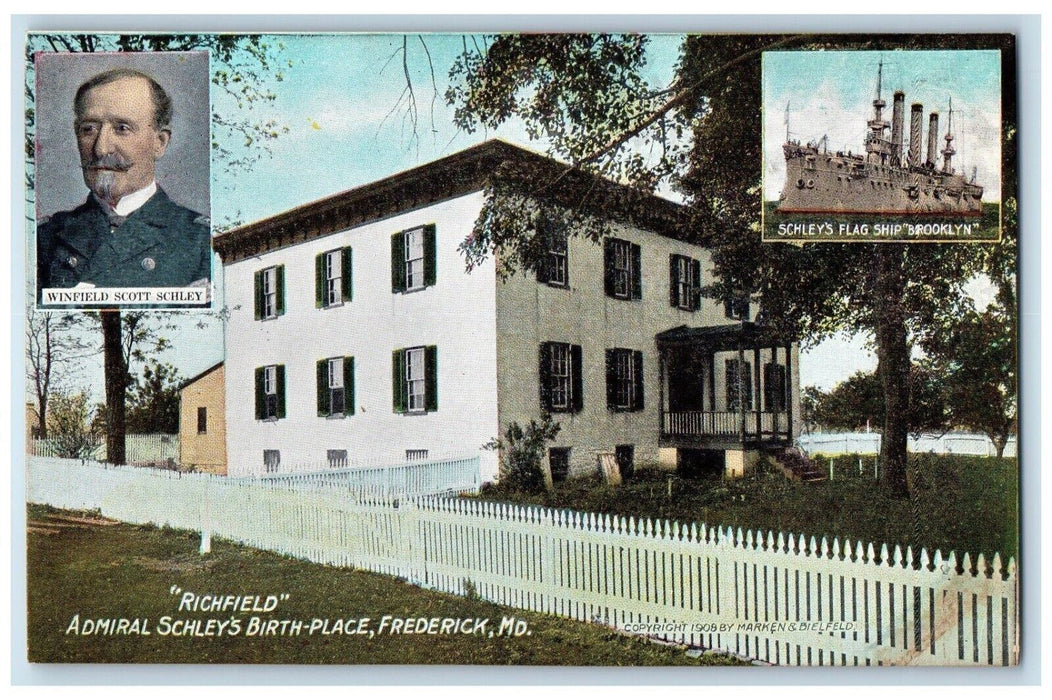 1910 Richfield Admiral Schley Birth Place Multi-View Frederick Maryland Postcard