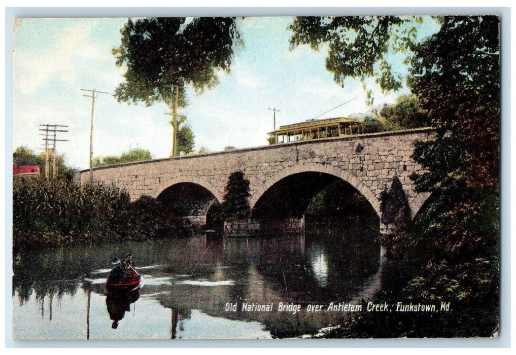 c1905 Old National Bridge Antietam Creek Funkstown Maryland MD Vintage Postcard