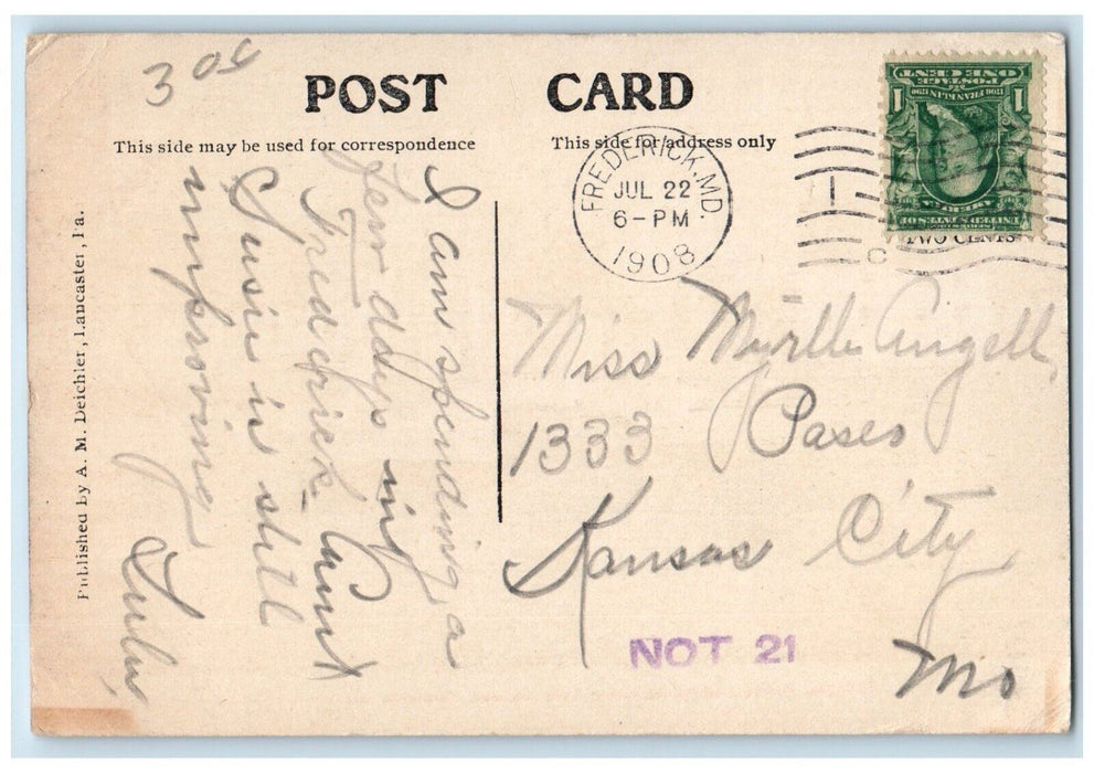 1908 Swinging Bridge Jackson Army Crossed Frederick Maryland MD Vintage Postcard