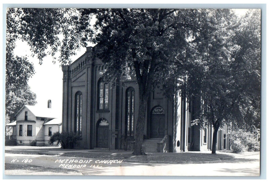 c1940's Methodist Church View Mendota Illinois IL RPPC Photo Unposted Postcard