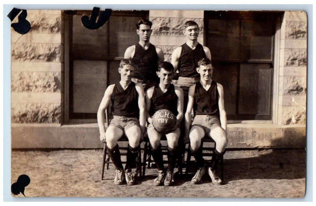 1919 Highschool Basketball Team Sports Battle Creek MI RPPC Photo Postcard