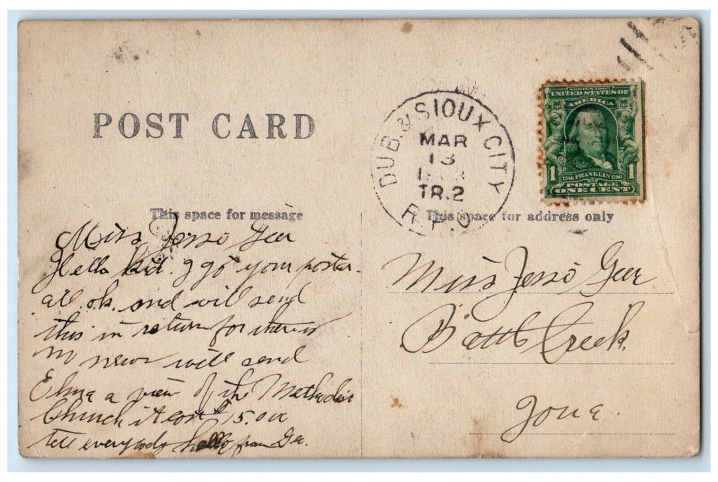 1923 Presbyterian Church View Alta Iowa IA RPPC Photo Posted Postcard