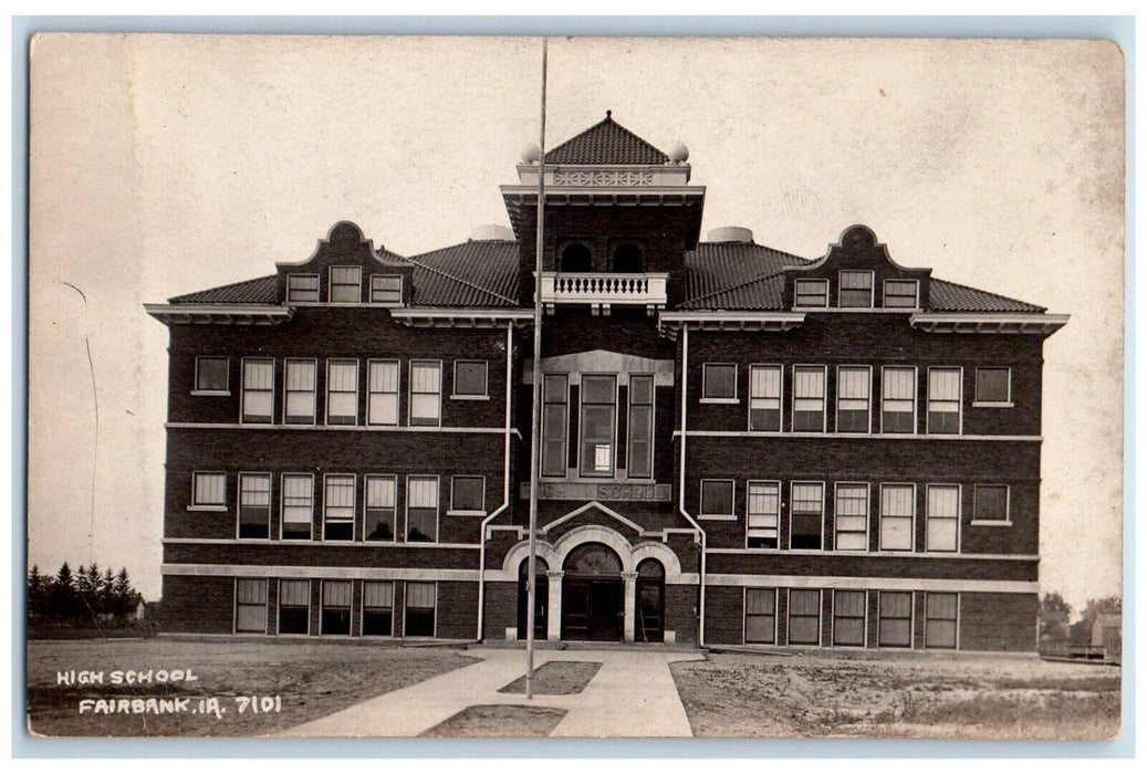 1922 High School View Fairbank Iowa IA RPPC Photo Posted Postcard