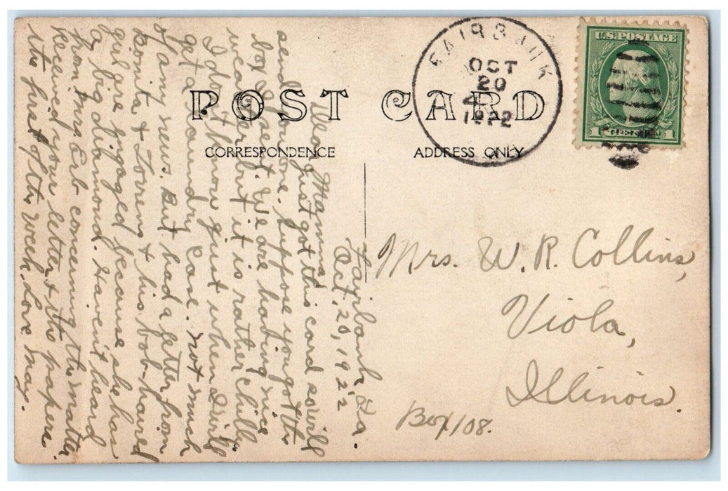 1922 High School View Fairbank Iowa IA RPPC Photo Posted Postcard