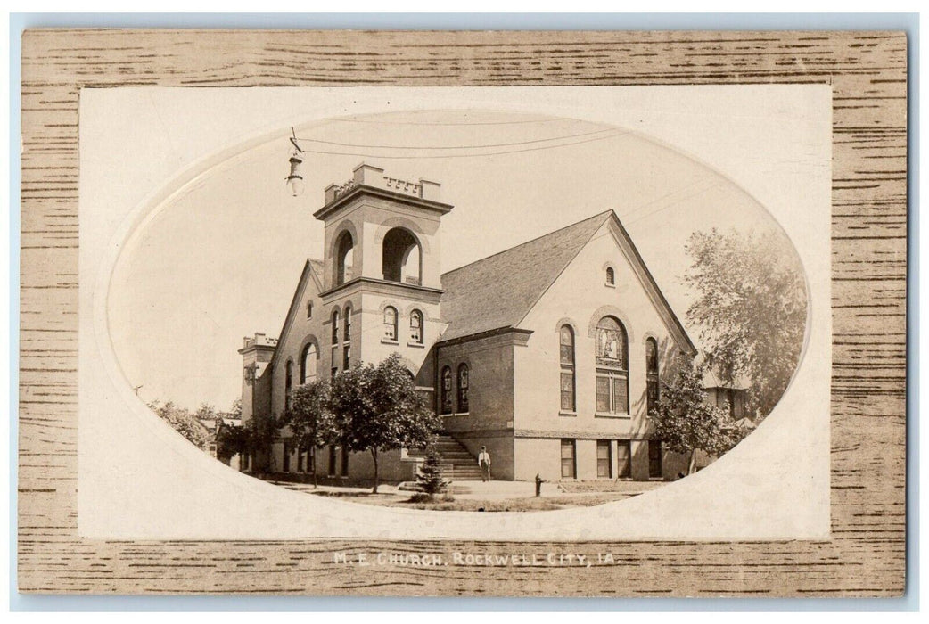 c1910's Methodist Church Bell Tower Rockwell City Iowa IA RPPC Photo Postcard