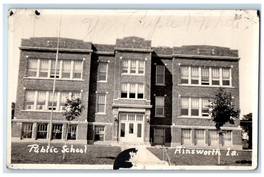 c1920's Public School View Ainsworth Iowa IA RPPC Photo Unposted Postcard