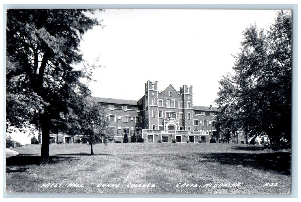 1958 Frees Hall Dorne College View Crete Nebraska NE RPPC Photo Postcard