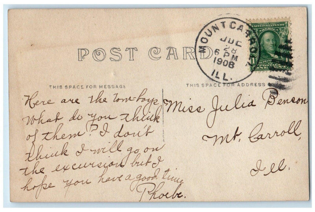 1908 Tom Boy Women Stocking Bridge Mount Carroll Illinois IL RPPC Photo Postcard