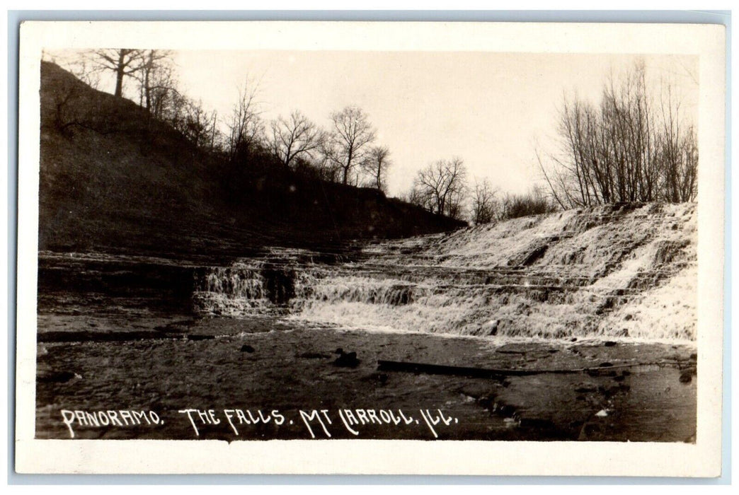 c1910's View Of The Falls At Mount Carroll Illinois IL RPPC Photo Postcard