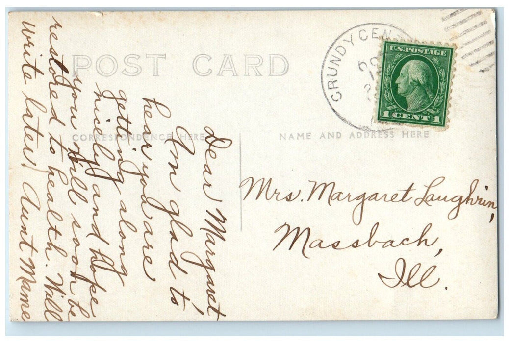 c1920's Public School View Grundy Center Iowa IA RPPC Photo Posted Postcard