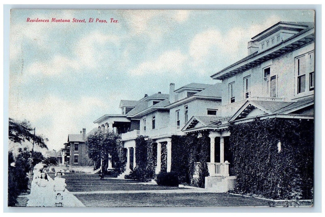 c1910 Residences Montana Street El Paso Texas TXAntique Unposted Postcard