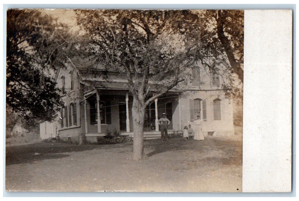 c1910's Family In Front Of House Dixon Illinois IL Antique RPPC Photo Postcard
