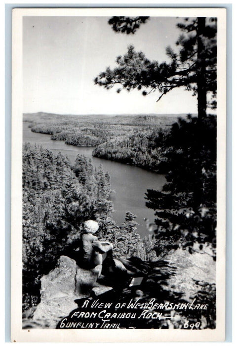 View Of West Bear Skin Lake From Caribou Rock Gunflint Trail RPPC Photo Postcard