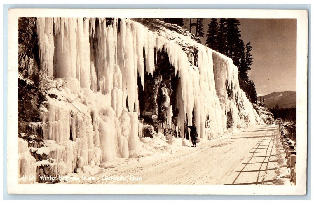 1943 Winter Highway Scene Clarksfork Idaho ID Posted Vintage RPPC Photo Postcard