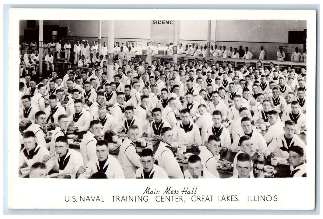 Main Mess Hall US Training Center Great Lakes Illinois IL RPPC Photo Postcard