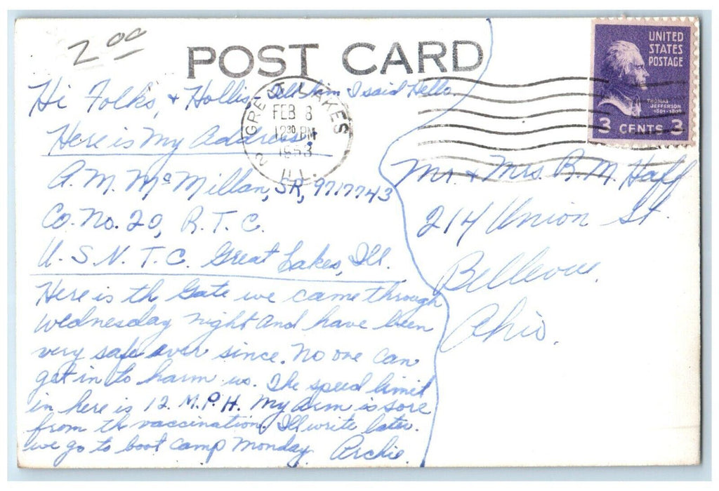 1953 View Of Barry Gate Grear Lakes Illinois IL Vintage RPPC Photo Postcard