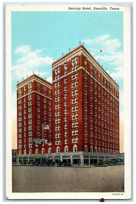 1941 Building of Herring Hotel Amarillo Texas TX Vintage Posted Postcard