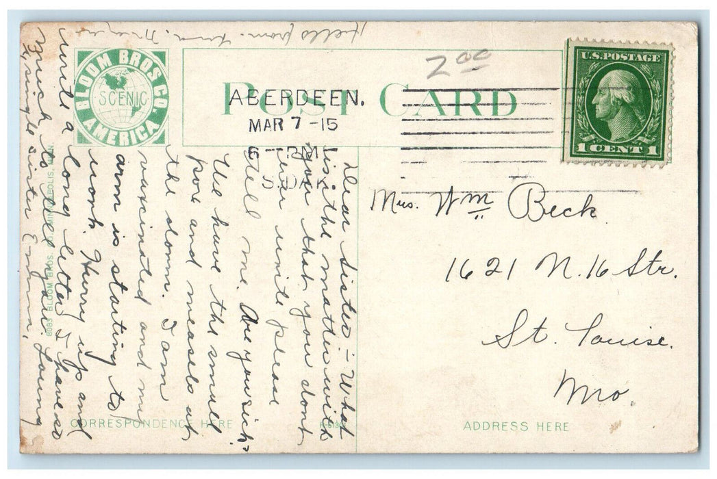 1915 N.N. & I. School Aberdeen South Dakota SD Antique Bloom Bros Co. Postcard