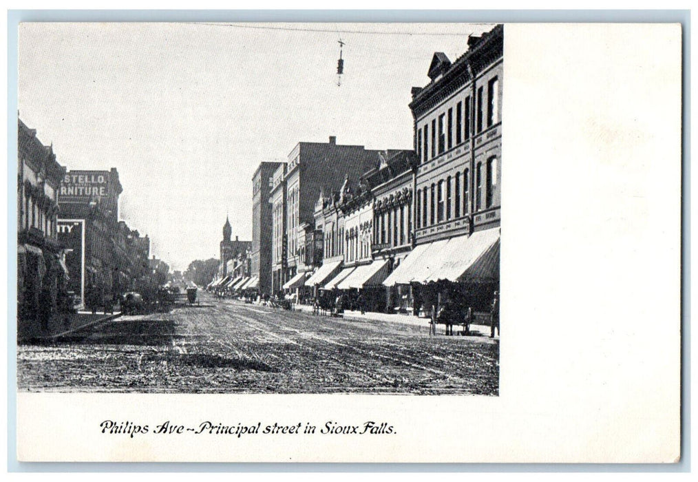 c1905 Philips Ave. Principal Street Sioux Falls South Dakota SD Antique Postcard