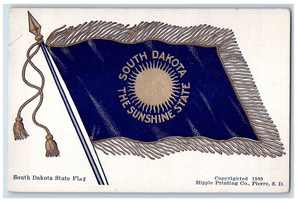 c1910 South Dakota State Flag The Sunshine State SD Antique Unposted Postcard