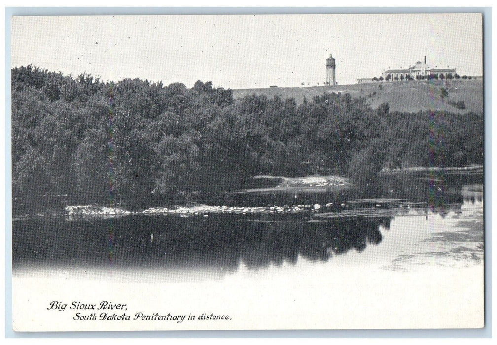 c1905 South Dakota Penitentiary in Distance Big Sioux River SD Unposted Postcard