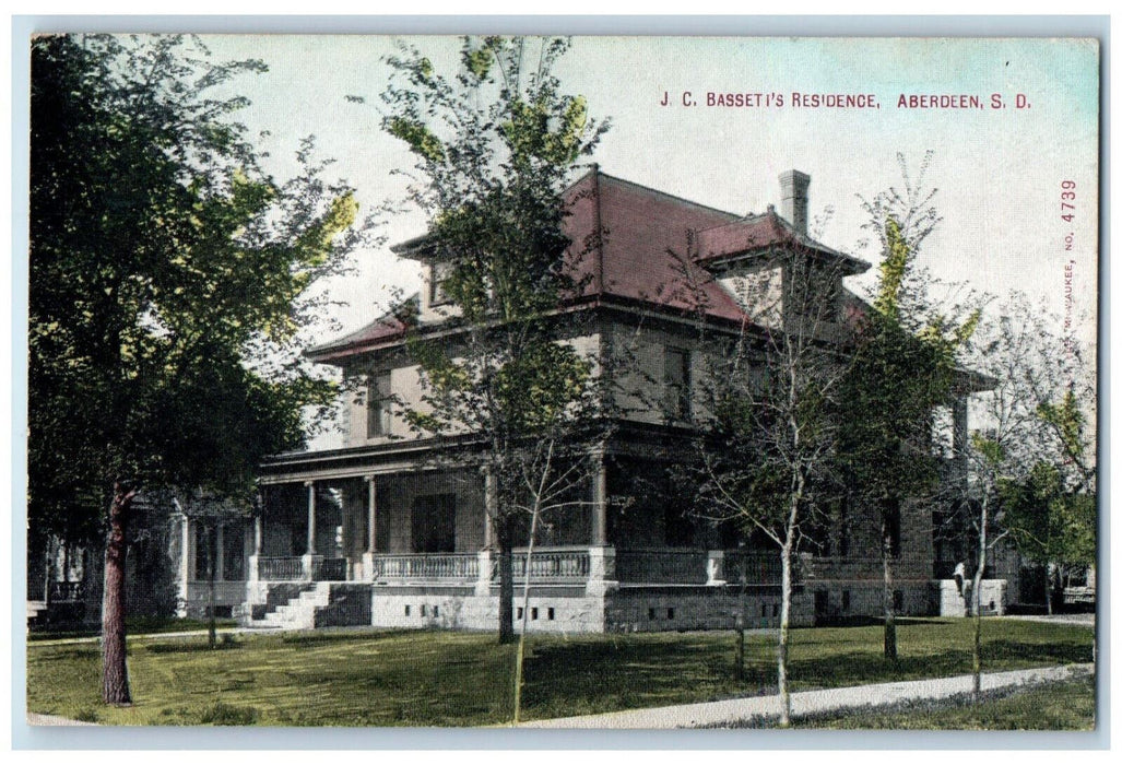 c1910 J.C. Basseti's Residence Aberdeen South Dakota SD Unposted Postcard