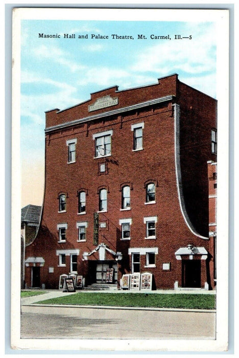 c1910's Masonic Hall And Palace Theater Mt. Carmel Illinois IL Antique Postcard