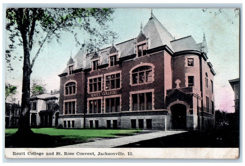 1908 Routt College And St. Rose Convent Jacksonville Illinois IL Posted Postcard