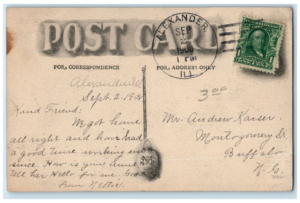 1908 Routt College And St. Rose Convent Jacksonville Illinois IL Posted Postcard