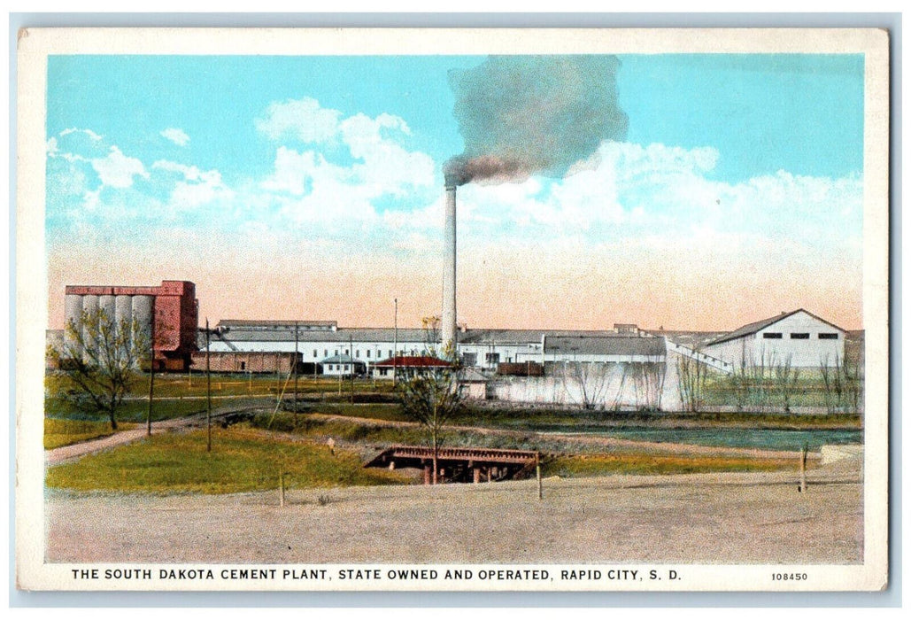 c1920's The South Dakota Cement Plant State Owned Rapid City SD Postcard