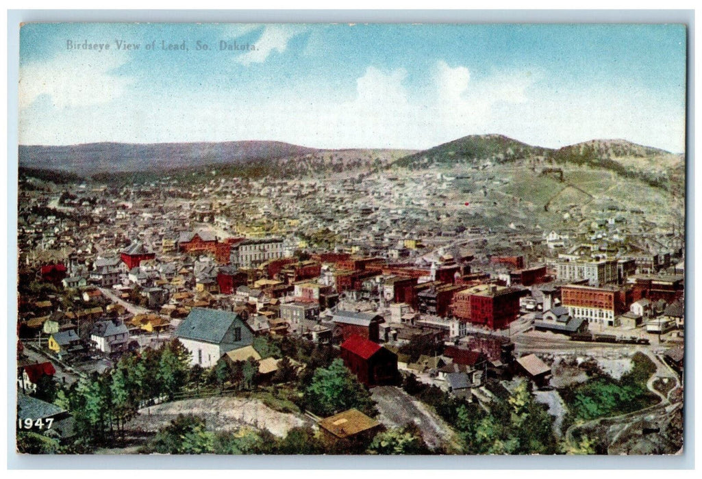 c1910 Birdseye View of Buildings Lead South Dakota SD Antique Unposted Postcard