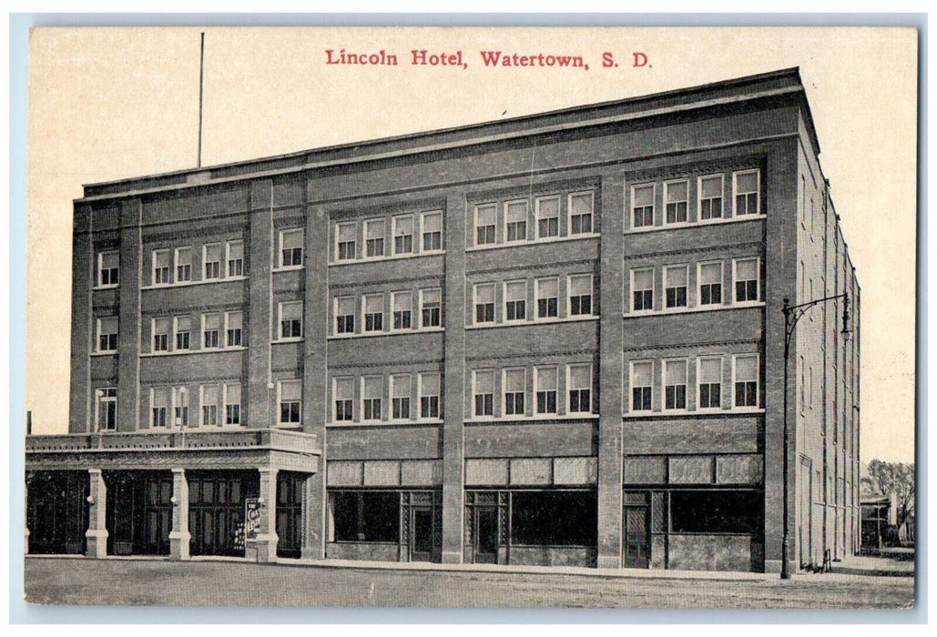 c1910 Lincoln Hotel Watertown South Dakota SD Unposted Antique Postcard