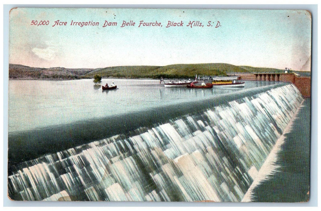 c1910 Arce Irregation Dam Belle Fourche Black Hills South Dakota SD Postcard