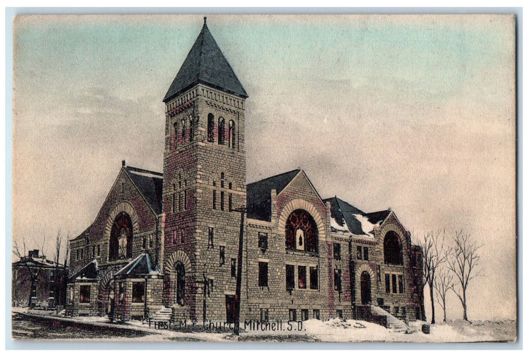 1910 First M.E. Church Mitchell South Dakota SD Posted Antique Postcard